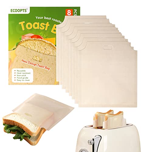 ECOOPTS 8 große Toasterbeutel | Antihaft-Sandwich-Toastie-Tasche | leicht zu öffnender wiederverwendbarer Toasterbeutel für gegrillte Käse-Sandwiches | sicher auf dem Markt ECOOPTS 8 große Toasterbeutel | Antihaft-Sandwich-Toastie-Tasche | leicht zu öffnender wiederverwendbarer Toasterbeutel für gegrillte Käse-Sandwiches | sicher auf dem Markt von ECOOPTS