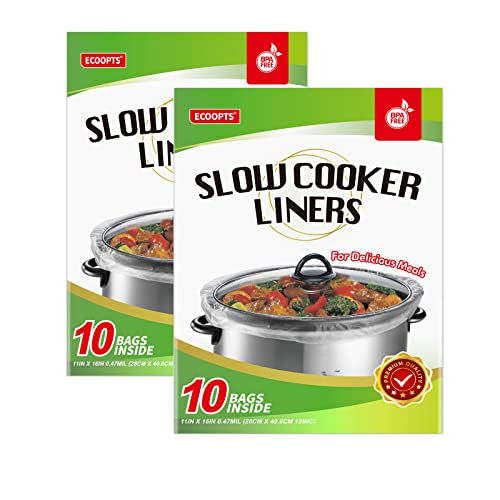 ECOOPTS Slow Cooker Liners Einweg-Kochbeutel, kleine Größe, passend für 1QT bis 3QT, geeignet für ovale und runde Töpfe (20) von ECOOPTS