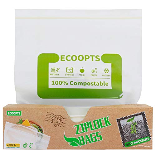 Ecoopts Frischhaltebeutel, 100 % kompostierbar, wiederverwendbar, für Schule oder Arbeit 11×10.6 in von ECOOPTS