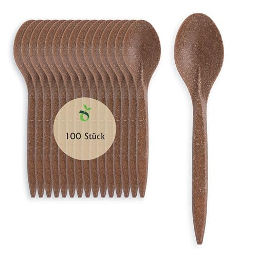 ECOPICNIC 100 Stück Mehrweg Löffel aus Dunkelbraunem WPC | Robuste und nachhaltige Alternative zu Plastiklöffeln von ECOPICNIC