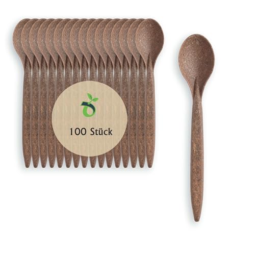 ECOPICNIC 100 Stück Mehrweg Teelöffel aus Dunkelbraunem WPC | Biologisch abbaubare und Wiederverwendbare Teelöffel, umweltfreundliche Alternative zu Plastiklöffeln von ECOPICNIC