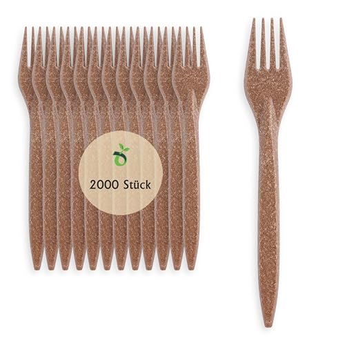 ECOPICNIC 2000 Stück Mehrweg Gabeln aus Dunkelbraunem WPC | Umweltfreundliche, Wiederverwendbare Gabeln, nachhaltige Alternative zu Plastikgabeln von ECOPICNIC
