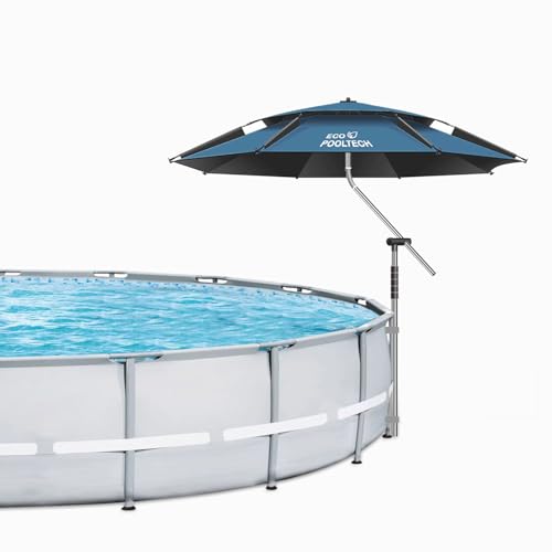 ECOPOOLTECH Pool Sonnenschutzdach Poolschirm - 360° drehbarer Sonnenschutz für Außenpools für ovale oder rechteckige Schwimmbäder, multifunktionaler Sonnenschirm für Garten Poolzubehör (7.2FT) von ECOPOOLTECH