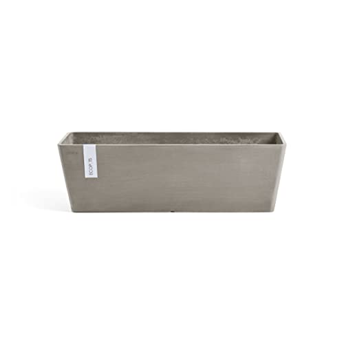 Ecopots Balkonkasten Bruges Braun Grau - 55 x 17 cm mit Wasserversorgung rechteckig - Pflanzentopf aus Recycling Kunststoff - modern - Blumentopf für Indoor und Outdoor - Blumenkasten Brügge von Ecopots