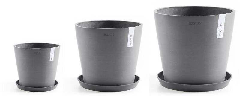 ECOPOTS Blumentopf Amsterdam (Set, 3 St), verschiedene Größen mit passendem Untersetzer von ECOPOTS