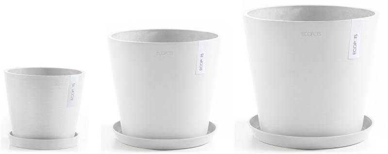 ECOPOTS Blumentopf Amsterdam (Set, 3 St), verschiedene Größen mit passendem Untersetzer von ECOPOTS