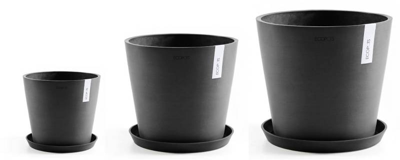 ECOPOTS Blumentopf Amsterdam (Set, 3 St), verschiedene Größen mit passendem Untersetzer von ECOPOTS