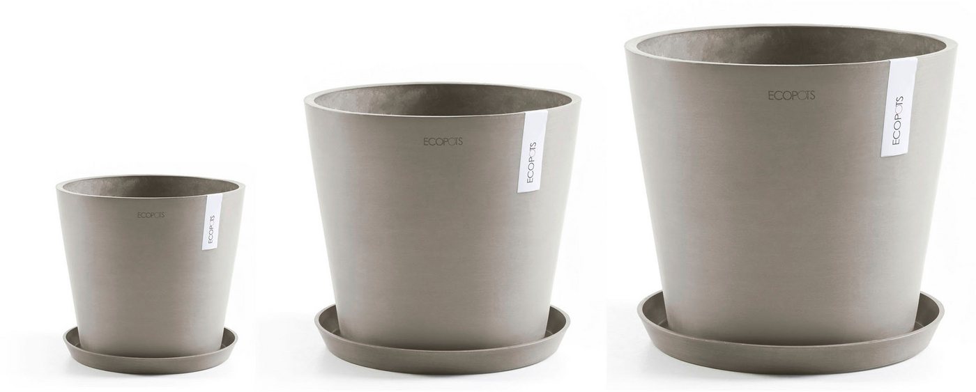 ECOPOTS Blumentopf Amsterdam (Set, 3 St), verschiedene Größen mit passendem Untersetzer von ECOPOTS