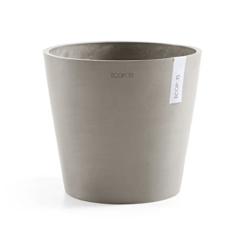 Ecopots Blumentopf Amsterdam Braun Grau - Durchmesser Ø 30 cm rund groß - Pflanzentopf aus Recycling Kunststoff - Übertopf modern für Indoor und Outdoor von Ecopots