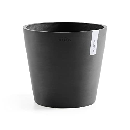 Ecopots Blumentopf Amsterdam Dunkel Grau - Durchmesser Ø 10 cm rund klein - Pflanzentopf aus Recycling Kunststoff - Übertopf modern für Indoor und Outdoor von Ecopots