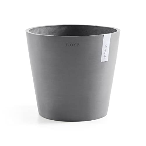 Ecopots Blumentopf Amsterdam Hell Grau - Durchmesser Ø 8 cm rund klein - Pflanzentopf aus Recycling Kunststoff - Übertopf modern für Indoor und Outdoor von Ecopots