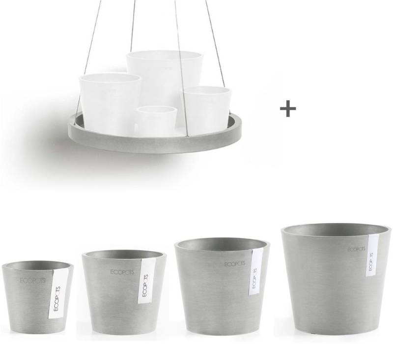 ECOPOTS Blumentopf Amsterdam Mini (Set, 4 St), verschiedene Größen mit passendem Untersetzer Ø36cm von ECOPOTS
