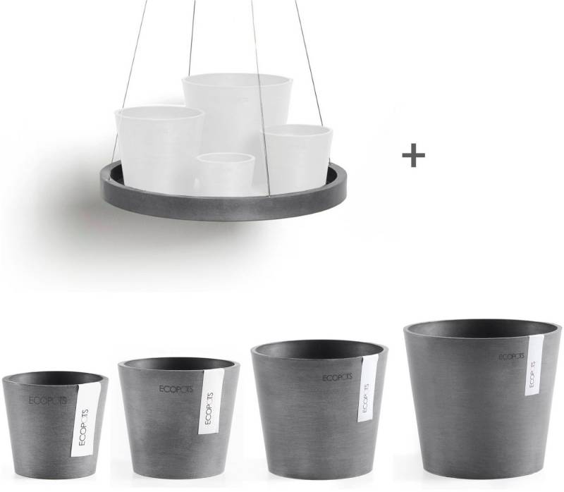 ECOPOTS Blumentopf Amsterdam Mini (Set, 4 St), verschiedene Größen mit passendem Untersetzer Ø36cm von ECOPOTS