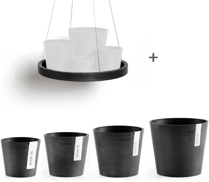 ECOPOTS Blumentopf Amsterdam Mini (Set, 4 St), verschiedene Größen mit passendem Untersetzer Ø36cm von ECOPOTS