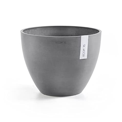 Ecopots Blumentopf Antwerp Grau - Durchmesser Ø 40 cm rund groß - Pflanzentopf aus Recycling Kunststoff - Übertopf modern für Indoor und Outdoor von Ecopots