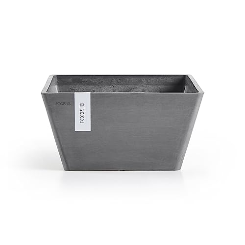 ECOPOTS Blumentopf Berlin Grau - 31 x 31 cm quadratisch - Pflanzentopf aus Recycling Kunststoff - Übertopf modern für Indoor und Outdoor zB f Kräuter von ECOPOTS