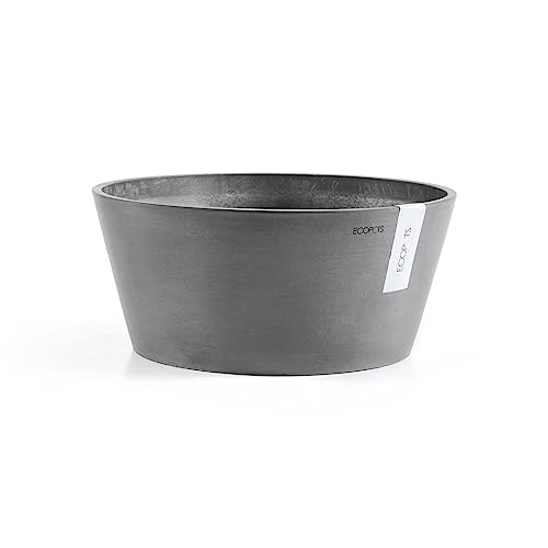 Ecopots Blumentopf Frankfurt - Grau - Durchmesser Ø 30 cm rund groß - Pflanzentopf aus Recycling Kunststoff - Übertopf modern für Indoor und Outdoor von Ecopots