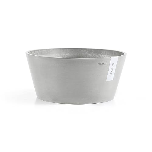 ECOPOTS Blumentopf Frankfurt - hell grau - Durchmesser Ø 30 cm rund groß - Pflanzentopf aus Recycling Kunststoff - Übertopf modern für Indoor und Outdoor von ECOPOTS