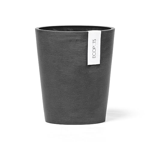 Ecopots Blumentopf Morinda für Orchideen - dunkel grau - Durchmesser Ø 17 cm rund - mit Wasserablauf - Pflanzentopf aus Recycling Kunststoff - modern für Indoor und Outdoor von Ecopots