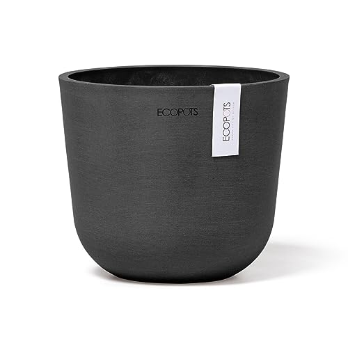 Ecopots Blumentopf Oslo Dunkel Grau - Durchmesser Ø 16 cm rund klein - Pflanzentopf aus Recycling Kunststoff - Übertopf modern für Indoor und Outdoor von Ecopots