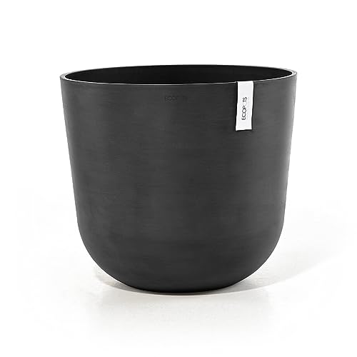 Ecopots Blumentopf Oslo Dunkel Grau - mit Wasserversorgung - Durchmesser Ø 35 cm rund groß - Pflanzentopf aus Recycling Kunststoff - Übertopf modern für Indoor und Outdoor von Ecopots