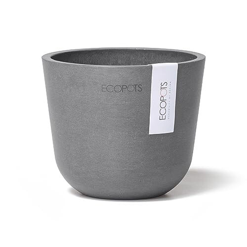 Ecopots Blumentopf Oslo Grau - Durchmesser Ø 11 cm rund klein - Pflanzentopf aus Recycling Kunststoff - Übertopf modern für Indoor und Outdoor von Ecopots