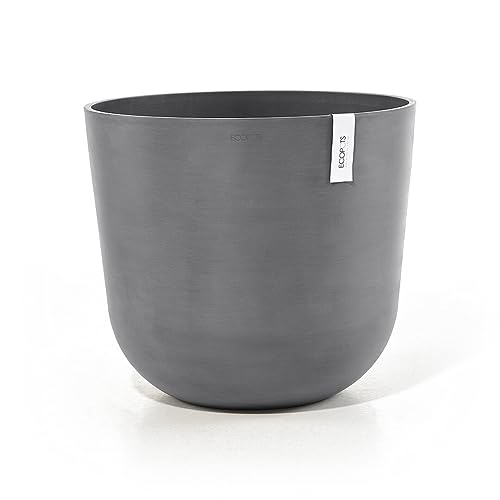 Ecopots Blumentopf Oslo Grau - mit Wasserversorgung - Durchmesser Ø 55 cm rund groß - Pflanzentopf aus Recycling Kunststoff - Übertopf modern für Indoor und Outdoor von Ecopots