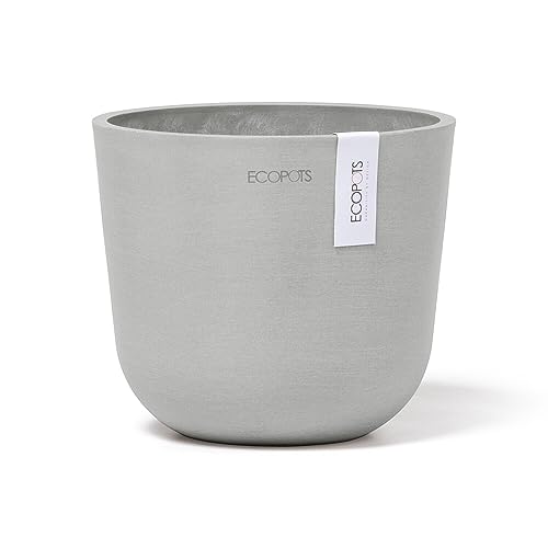 Ecopots Blumentopf Oslo Hell Grau - Durchmesser Ø 16 cm rund klein - Pflanzentopf aus Recycling Kunststoff - Übertopf modern für Indoor und Outdoor von Ecopots