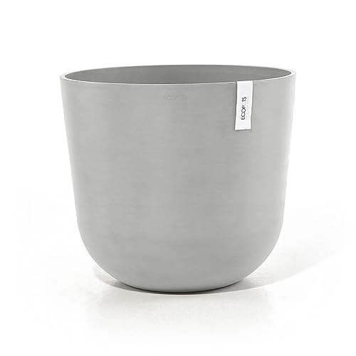 Ecopots Blumentopf Oslo Hell Grau - mit Wasserversorgung - Durchmesser Ø 25 cm rund groß - Pflanzentopf aus Recycling Kunststoff - Übertopf modern für Indoor und Outdoor von Ecopots