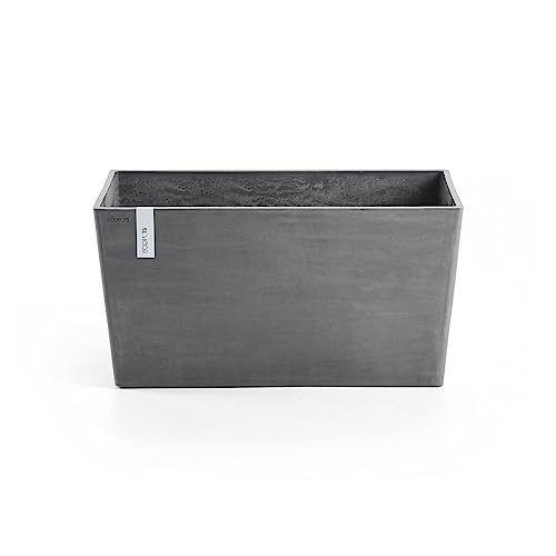 Ecopots Blumentopf Paris Grau - 60 x 26 cm - Raumteiler, Sichtschutz - Pflanzentopf rechteckig aus Recycling Kunststoff - Übertopf modern für Indoor und Outdoor von Ecopots