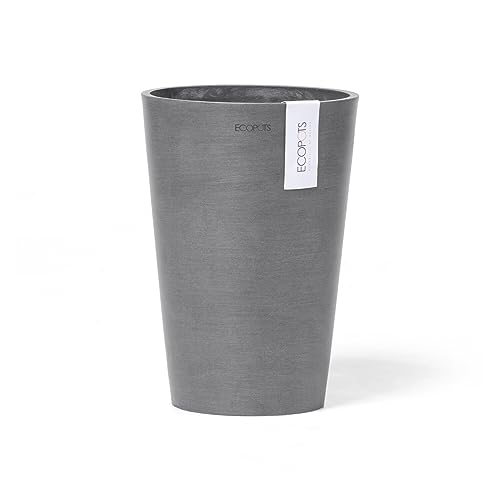 Ecopots Blumentopf Pisa Grau - Durchmesser Ø 21 cm rund - für Schnittblumen, Gestecke - Pflanzentopf aus Recycling Kunststoff - Übertopf modern für Indoor und Outdoor von Ecopots