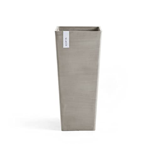 Ecopots Blumentopf Rotterdam Braun Grau (Taupe) - 32 x 32 cm, 70 cm extra hoch - quadratisch groß - Pflanzentopf aus Recycling Kunststoff - Übertopf modern für Indoor und Outdoor von Ecopots