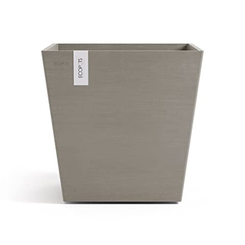 Ecopots Blumentopf Rotterdam Braun Grau (Taupe) - 35 x 35 cm quadratisch klein - mit Bewässerung - Pflanzentopf aus Recycling Kunststoff - Übertopf modern für Indoor und Outdoor von Ecopots