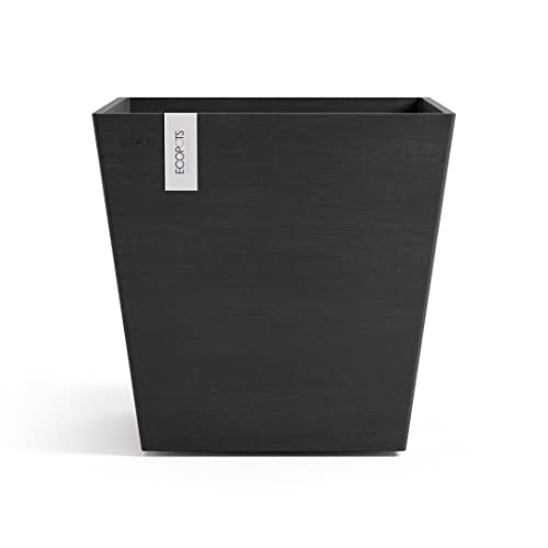 ECOPOTS Blumentopf Rotterdam Dunkel Grau - 25 x 25 cm quadratisch klein - mit Bewässerung - Pflanzentopf aus Recycling Kunststoff - Übertopf modern für Indoor und Outdoor von ECOPOTS