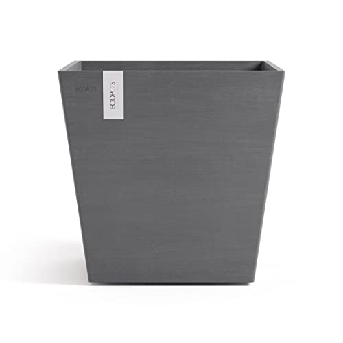 Ecopots Blumentopf Rotterdam Grau - 35 x 35 cm quadratisch klein - mit Bewässerung - Pflanzentopf aus Recycling Kunststoff - Übertopf modern für Indoor und Outdoor von Ecopots