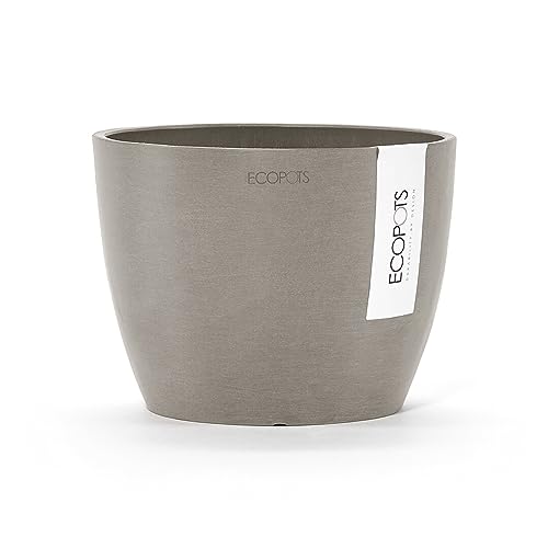 Ecopots Blumentopf Stockholm Mini Braun Grau - Durchmesser Ø 16 cm rund klein - Pflanzentopf aus Recycling Kunststoff - Übertopf modern für Indoor und Outdoor von Ecopots