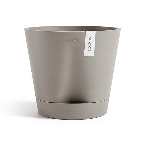 ECOPOTS Blumentopf Venice 2 mit Bewässerung Braun Grau - Durchmesser Ø 20 cm rund groß - Pflanzentopf aus Recycling Kunststoff - Übertopf mit Wasserversorgung modern für Indoor und Outdoor von ECOPOTS