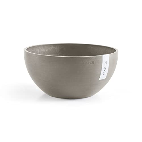 Ecopots Pflanzschale Blumentopf Brüssel Braun Grau - Durchmesser Ø 25 cm rund groß - Pflanzentopf aus Recycling Kunststoff - Übertopf modern für Indoor und Outdoor von Ecopots