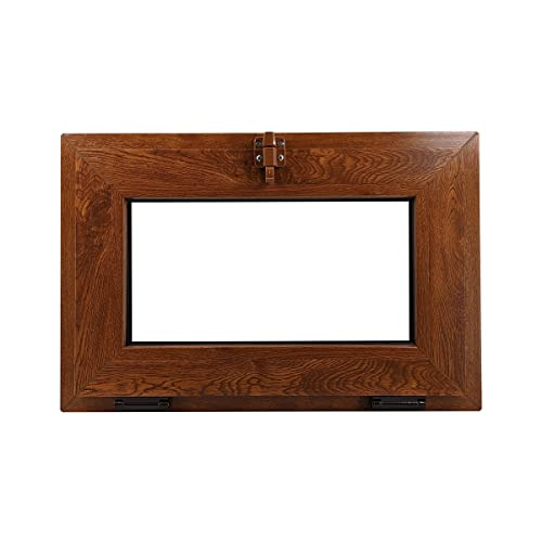 ECOPROF Kellerfenster | Gartenhaus Fenster | Kunststoff Fenster | Maße 50x40 cm (500x400 mm) | Farbe: Goldene Eiche (beidenseitig) | 52mm Profil von ECOPROF.eu