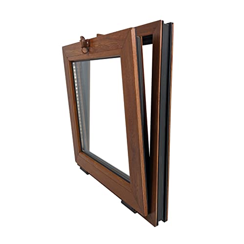 ECOPROF Kellerfenster | Gartenhaus Fenster | Kunststoff Fenster | Maße 60x60 cm (600x600 mm) | Farbe: Goldene Eiche (beidenseitig) | 52mm Profil von ECOPROF.eu