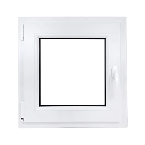 ECOPROF Kellerfenster | Langlebiges Kunststoff-Fenster | Maße 50x50 cm (500x500 mm) | Dreh-Kipp Fenster DIN Links | Farbe: Weiss | 70mm Profil von ECOPROF.eu