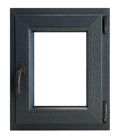 ECOPROF Kellerfenster | Langlebiges Kunststoff-Fenster | Maße 60x50 cm (600x500 mm) | Dreh-Kipp Fenster DIN Rechts | Farbe: Anthrazit (beidenseitig) | 70mm Profil von ECOPROF.eu