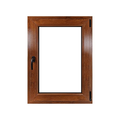 ECOPROF Kellerfenster | Langlebiges Kunststoff-Fenster | Maße 70x90 cm (700x900 mm) | Dreh-Kipp Fenster DIN Rechts | Farbe: Goldene Eiche doppelseitig | 70mm Profil von ECOPROF.eu