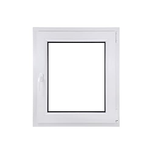 ECOPROF Kellerfenster | Langlebiges Kunststoff-Fenster | Maße 80x60 cm (600x800 mm) | Dreh-Kipp Fenster DIN Rechts | Farbe: Weiss | 70mm Profil von ECOPROF.eu