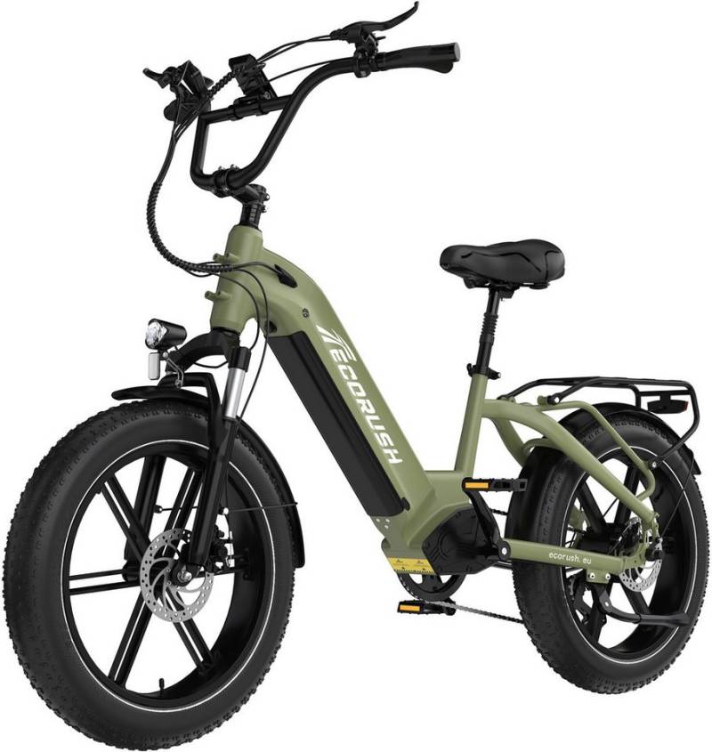 ECORUSH E-Bike Mountainbike Elektrofahrrad 20*4,0 Zoll Pedelec StVZO mit 15,6Ah Akku Max 70-120km, 7 Gang shimano shimano Schaltwerk, Kettenschaltung, 250W Heckmotor, 748,8 Wh, (1 tlg), Damen/Herren E-Mountainbike mit Pumpe, Schloss ECORUSH E-Bike Mountainbike Elektrofahrrad 20*4,0 Zoll Pedelec StVZO mit 15,6Ah Akku Max 70-120km, 7 Gang shimano shimano Schaltwerk, Kettenschaltung, 250W Heckmotor, 748,8 Wh, (1 tlg), Damen/Herren E-Mountainbike mit Pumpe, Schloss von ECORUSH