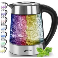 Ecosa - Glas Wasserkocher mit Temperatureinstellung 40°C - 100°C led Beleuchtung Hochwertiges Edelstahl Kalkfilter 1,7 l 2200 w von ECOSA
