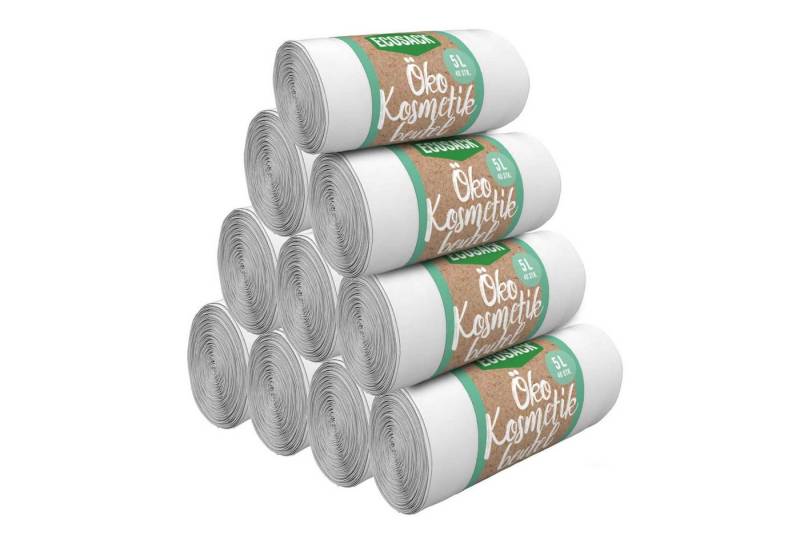 ECOSACK Müllbeutel 5L 400 Stk. Öko Müllsäcke Abfallbeutel Mülltüte weiß, Zubehör für Mülleimer bis 5 Liter, hergestellt mit 100% Ökostrom von ECOSACK