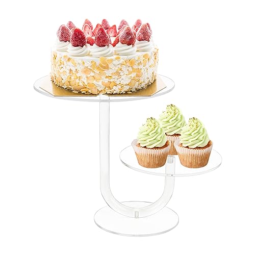 Ecoseao J Tortenständer, 2-stöckig, Acryl, Cupcake-Halter, Dessertbaum, für Hochzeit, Geburtstag, 20,3 cm von ECOSEAO