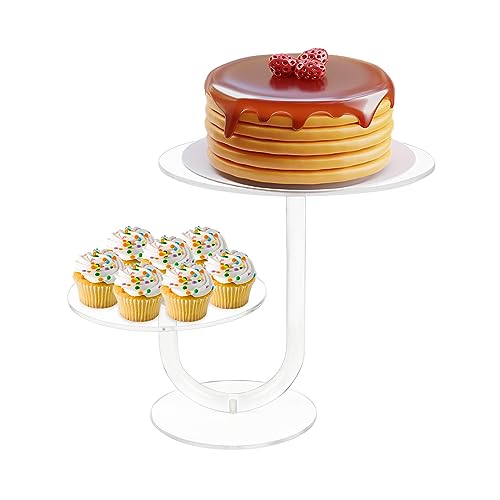 ECOSEAO Cupcake-Ständer, 2 Etagen, transparent, J-Stil, Cupcake-Präsentationshalter, Acryl, Dessert-Turm, Ständer für Hochzeit, Geburtstag, Heimdekoration (25,4 cm) von ECOSEAO