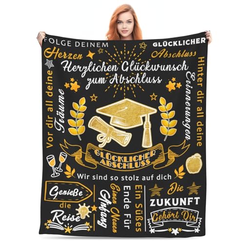 ECOSHOW Bachelor Abschluss Geschenk - Schulabschluss Decke Geschenke für Bestandene Prüfung, Master Abschluss Geschenk Abschiedsgeschenk Geschenkidee Kuscheldecke Flauschig mit Spruch 150x200cm von ECOSHOW